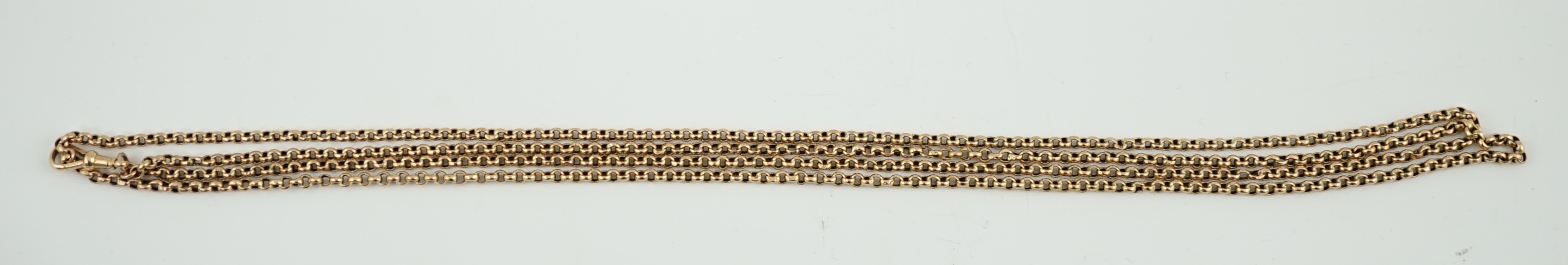 A Victorian 9ct gold twin strand guard chain